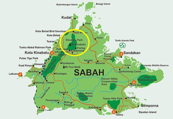 Sabah map with cities